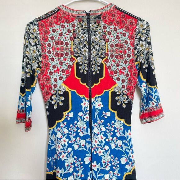 Alice + Olivia Delora Fitted Mock Neck Floral Midi Dress Palace Daffodil 2 NWT - Picture 9 of 13